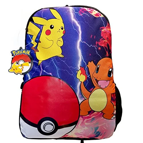 Boys' Pokemon 17" Backpack Charizard, Pikachu, Pokeball Black/Multi