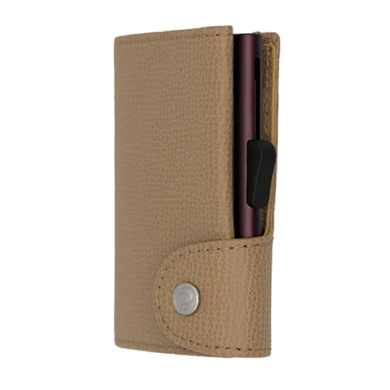 slim wallets for men with durable material-C-Secure Italian Leather Wallet With Brown Cardholder