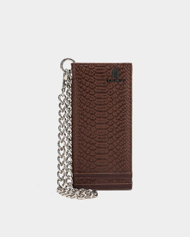 keychains for keys with detachable carabiner-Apollo 1 Chain Wallet in Chocolate