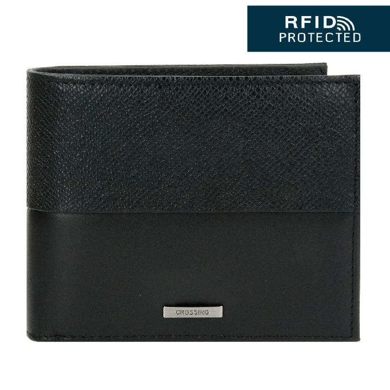 wallets for men with coin pocket and card holder-Crossing Infinite Bi-Fold Leather Wallet [18 Card Slots] RFID