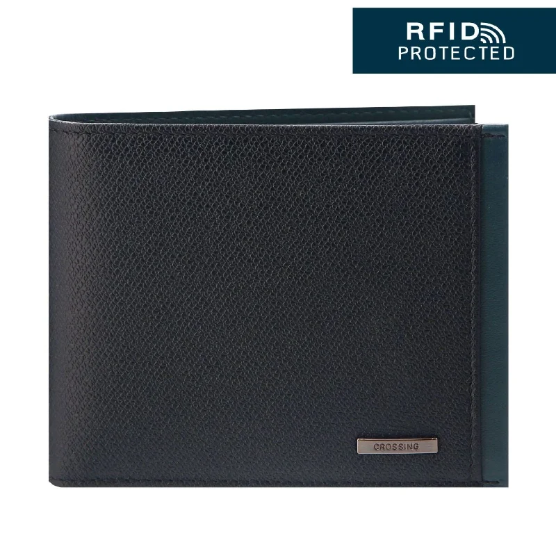 wallets for women with elegant design for evening wear-Crossing Modish Bi-fold Leather Wallet With Coin Pouch RFID