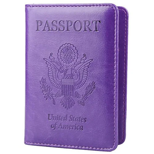 designer wallets for men with premium leather-Gdtk Leather Passport Holder Cover Rfid Blocking Travel Wallet (Purple)