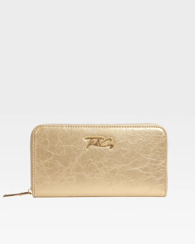 women's wallets with multiple compartments for cards-Clutch Wallet in Gold