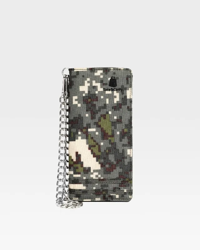 compact wallets for men with thin profile-Biker Chain Wallet in Green Digital Camouflage