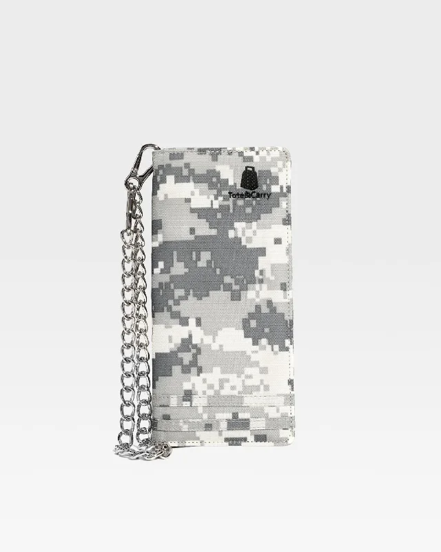 keychains with built-in flashlight for emergencies-Biker Chain Wallet in Grey Digital Camouflage