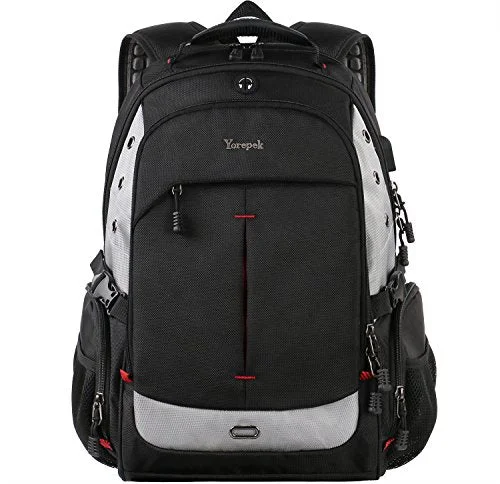 Large Laptop Backpack,Durable Computer Travel Back Pack With Waterproof Rain Cover & Usb Charging