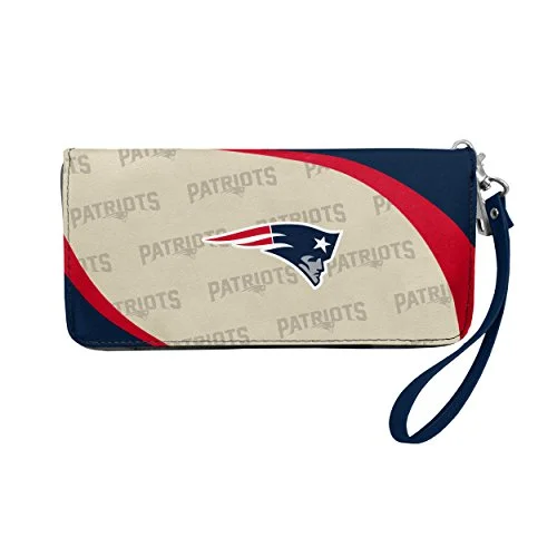 keychains for chefs with culinary tools-Littlearth NFL New England Patriots Curve Zip Organizer Wallet, Team Color, 4” H x 8" W x 1” D (300902-PATS)