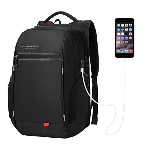 Luxur 37L Laptop Backpack Usb Charging Port Nylon Casual School Business Travel Daypack