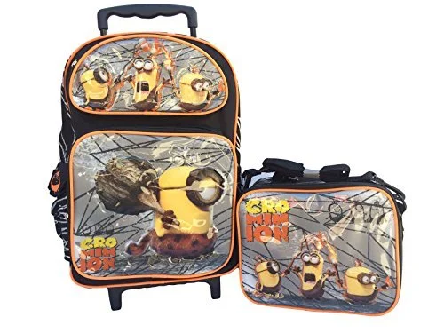 New 2015 Despicable Me Crominion Large Roller Backpack With Lunch Bag