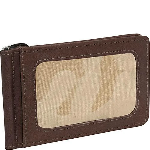 keychains for new homeowners with house-shaped charm-Piel Leather Bi-Fold Money Clip W/Id Window