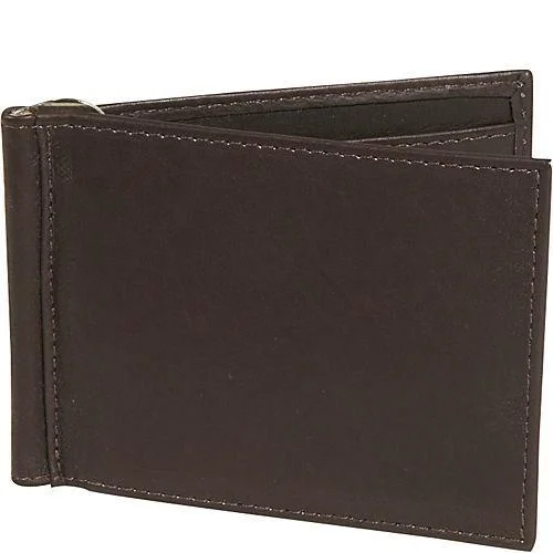 keychains for travel bloggers with suitcase charm-Piel Leather Bi-Fold Money Clip Wallet