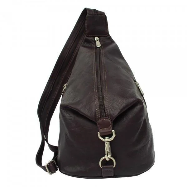 keychains for readers with book stack charm-Piel Leather Three-Zip Hobo Sling