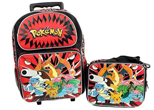 Pokemon Large 16" Rolling Backpack & Lunch Box Set