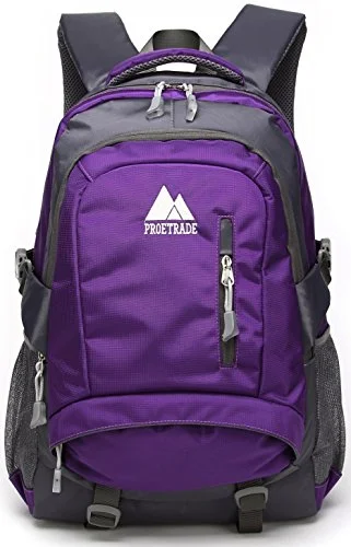 Proetrade Durable Water Resistant Travel Outdoor College School Backpack Daypack (Purple)