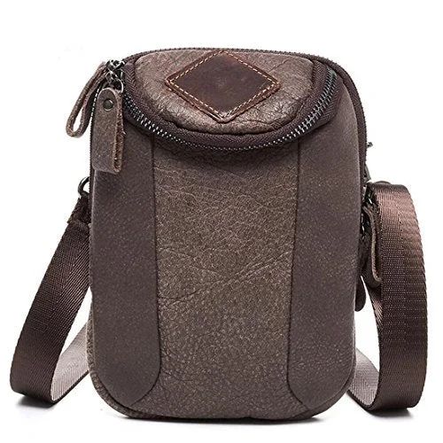 wallets for men with zippered compartments-Sealinf Men'S Leather Shoulder Crossbody Purse Cellphone Pouch Saddlebag Wallet (Pattern 4)