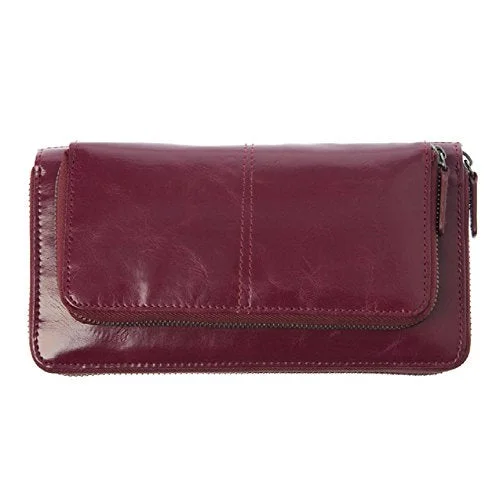 wallets for men with card organizer and coin pocket-Shiraleah Harper Zip Wallet, Berry