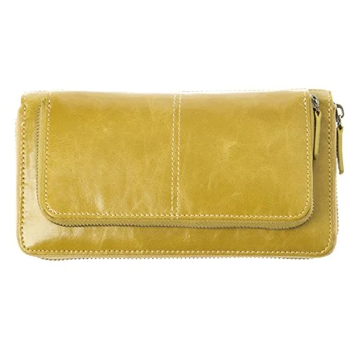 wallets for women with secure RFID protection-Shiraleah Harper Zip Wallet, Mustard