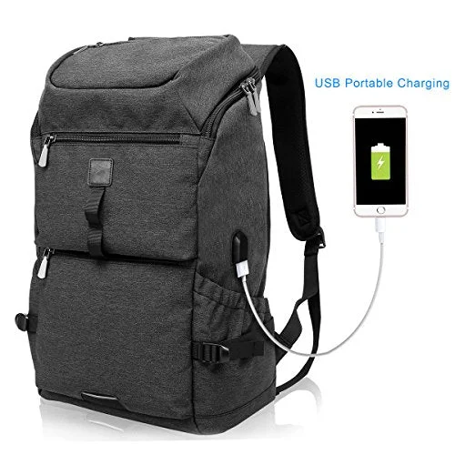 Tocode Water Resistant Laptop Backpack With Usb Charging Port Fits Up To 15.6-Inch Laptop Travel