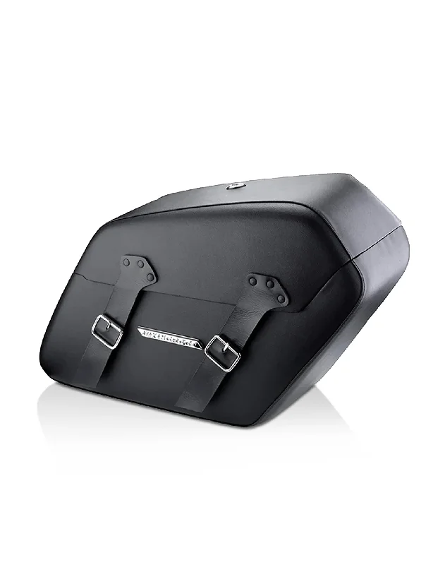 38L - Baldur Extra Large Shock Cut-out Leather Wrapped Hard Saddlebags for Harley Dyna Low Rider S FXDLS