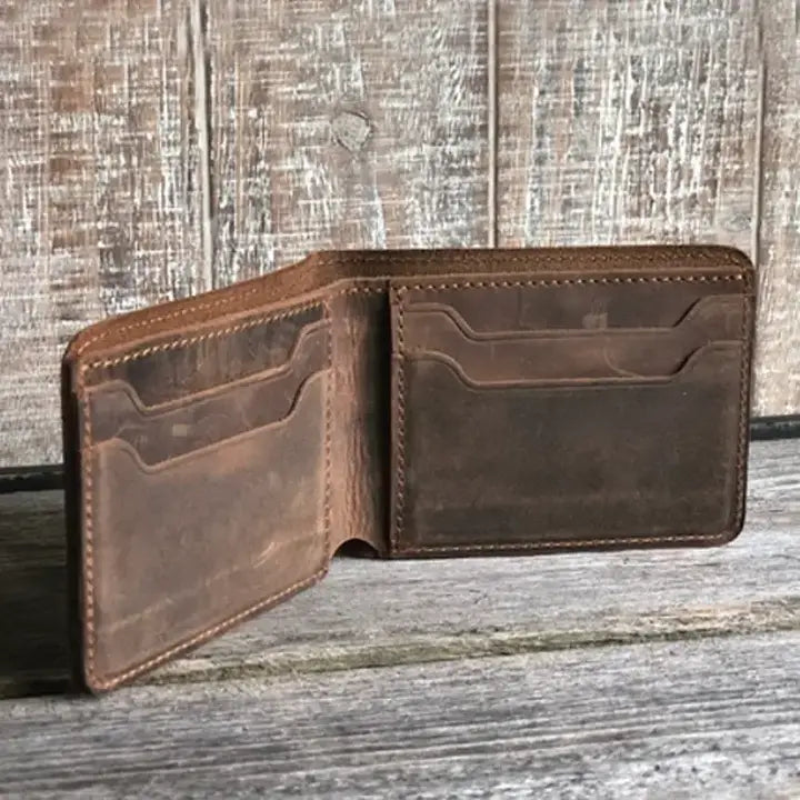 wallets for women with wrist strap for convenience-American Leather Goods- Genuine Leather Customizable Bifold Handmade Wallet