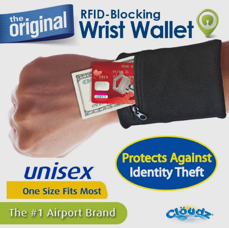 wallets for men with front card slots-Cloudz RFID-Blocking Wrist Wallet- $12.99