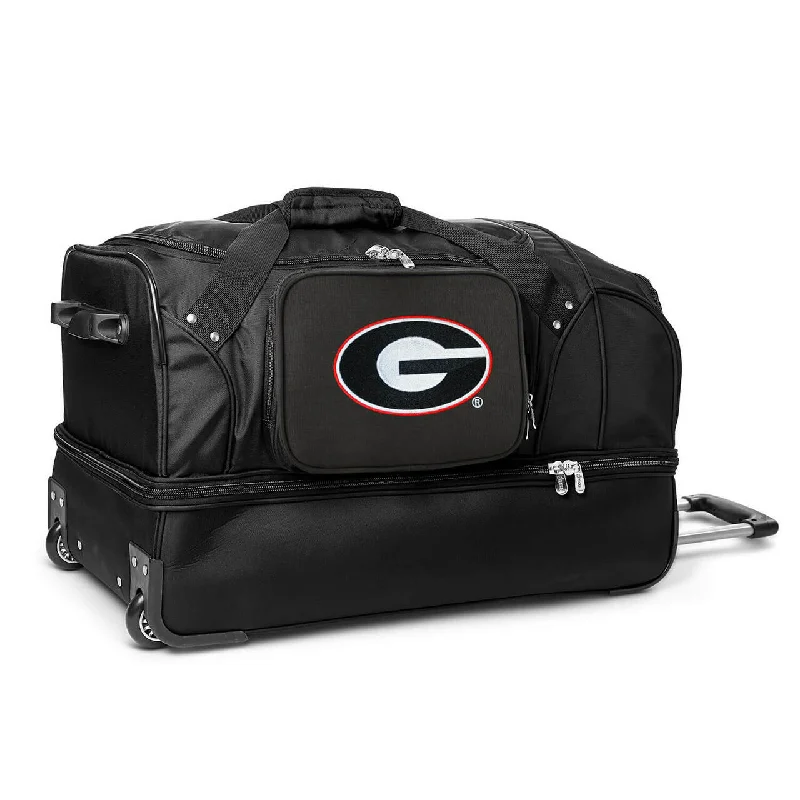 Georgia Bulldogs 27" Black Rolling Drop Bottom Duffel