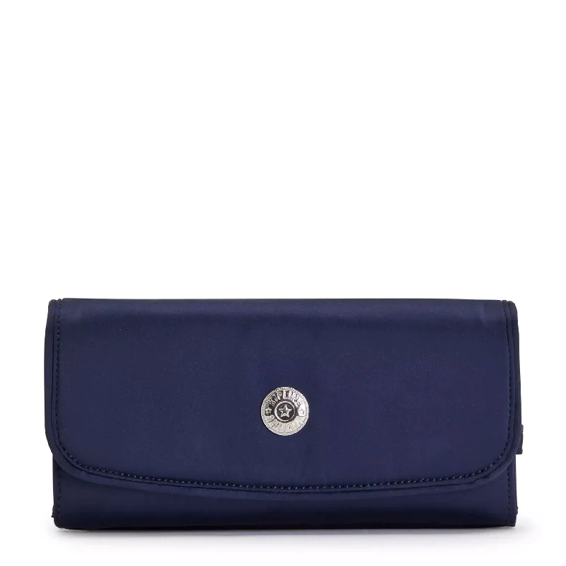 wallets with zipper closure for women-Kipling Money Land Snap Wallet - Cosmic Blue