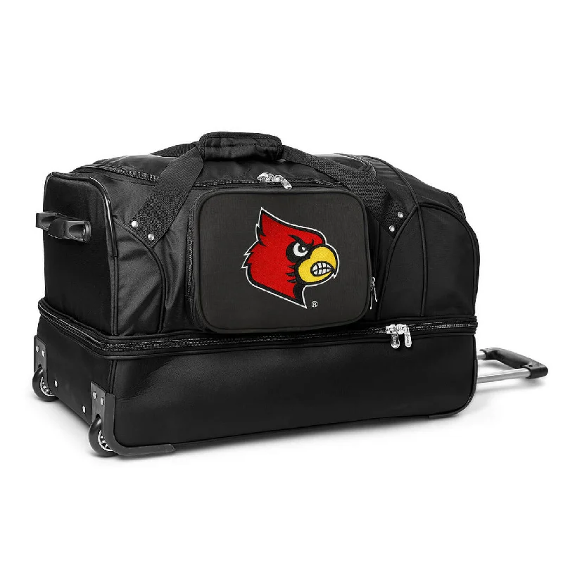 Louisville Cardinals 27" Black Rolling Drop Bottom Duffel