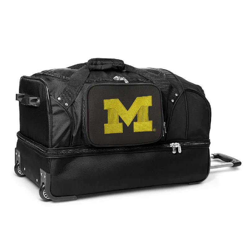 Michigan Wolverines 27" Black Rolling Drop Bottom Duffel