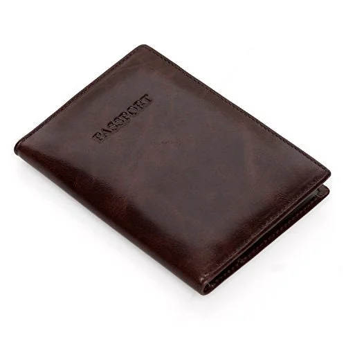 wallets for men with checkbook holder-Venice Distressed Leather Travel Passport Wallet Holder Case - Brown