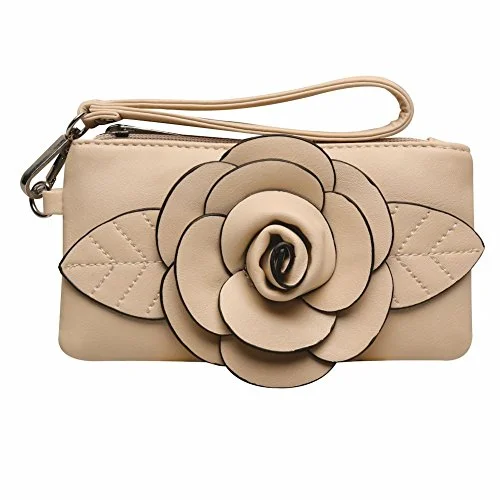 durable wallets for travelers with multiple compartments-Wristlet Clutch Wallet By Mellow World Hb2710 (Beige)