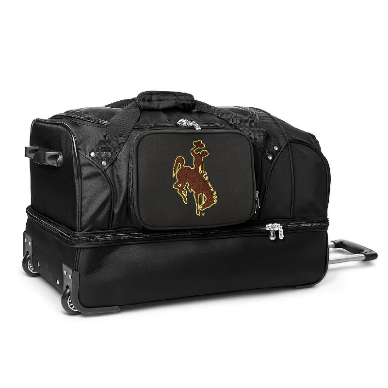 Wyoming Cowboys 27" Black Rolling Drop Bottom Duffel