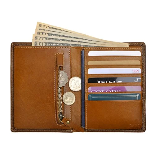 women's wallets with cardholder and coin pocket-Zlyc Leather Passport Holder Travel Wallet Purse Organizer With Credit Card Slot (Yellow)